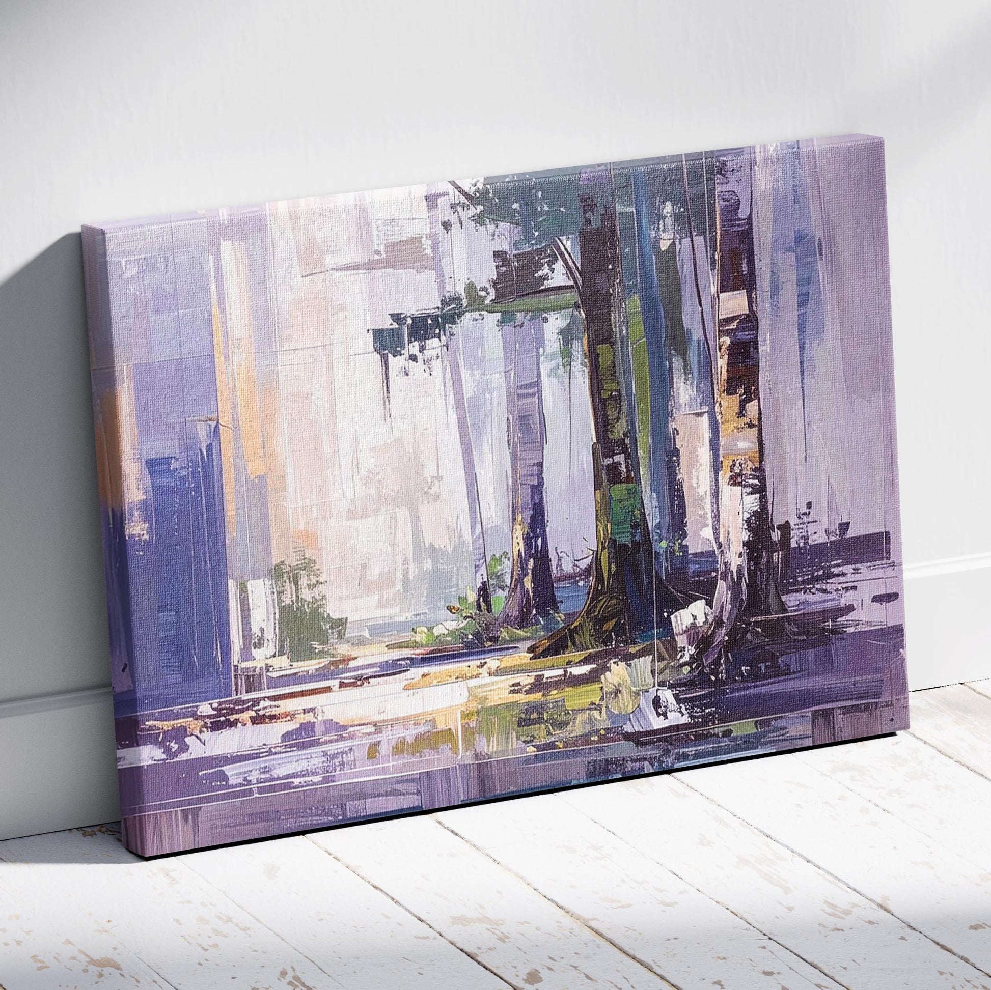 Abstract art painting on a white wall